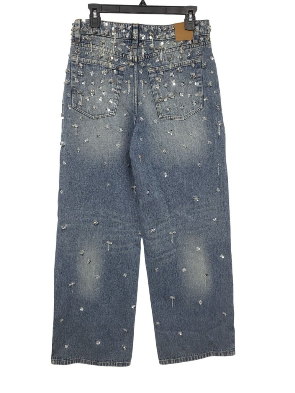 NEW Simkhai $695 Zealand Jeans Hollywood Blue Crystal Embellished Sequin Bling - Picture 7 of 16
